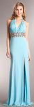 Main image of Halter Neck Full Length Formal Prom Gown with Front Slit